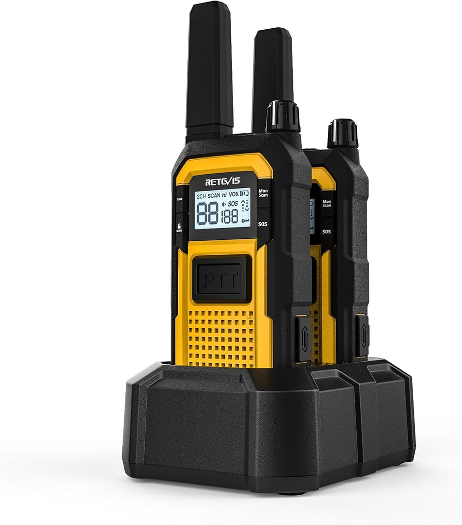 Rugged Waterproof Walkie Talkies IP67 Dual PTT 2000mAh 2 Pack