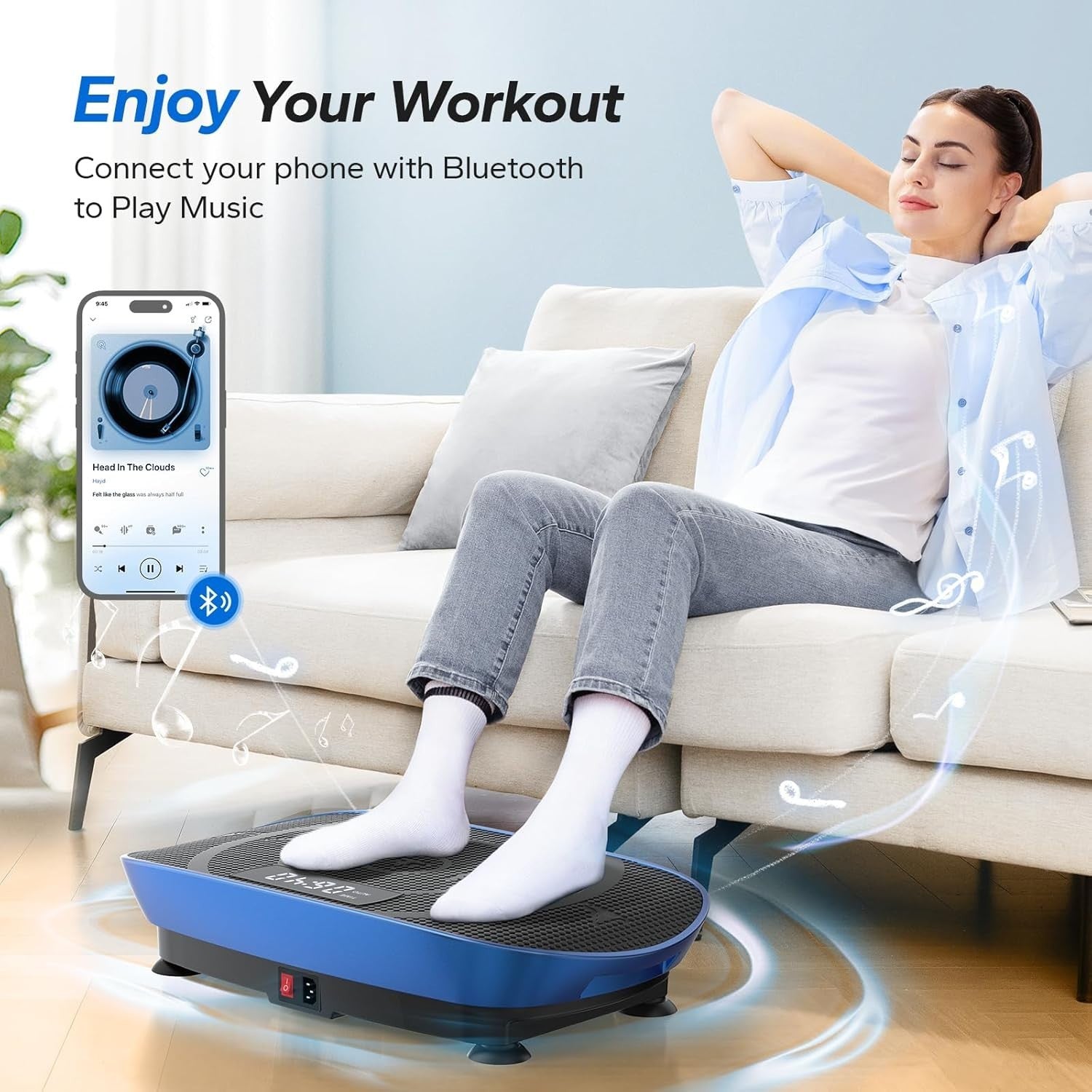 Quiet Vibration Plate Exercise Machine Bluetooth 10 Speeds Home Trainer