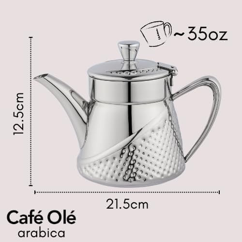 995ml Stainless Steel Teapot 5 Cup Non Drip Tea Pot Mirror Finish