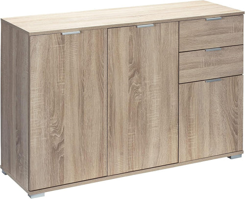 Oak Sideboard Storage Cabinet 3 Door 2 Drawer Unit 107cm MDF Modern