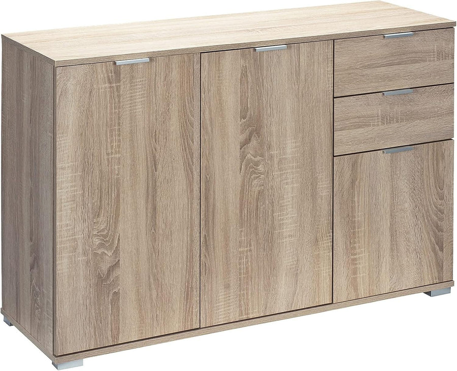 Oak Sideboard Storage Cabinet 3 Door 2 Drawer Unit 107cm MDF Modern