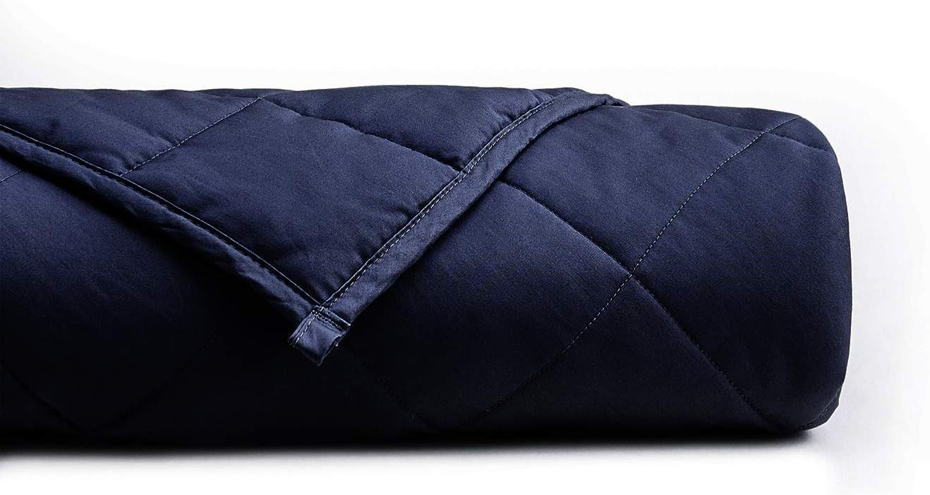 Navy Weighted Blanket 152x203cm 11kg Cotton for Sleep & Relaxation