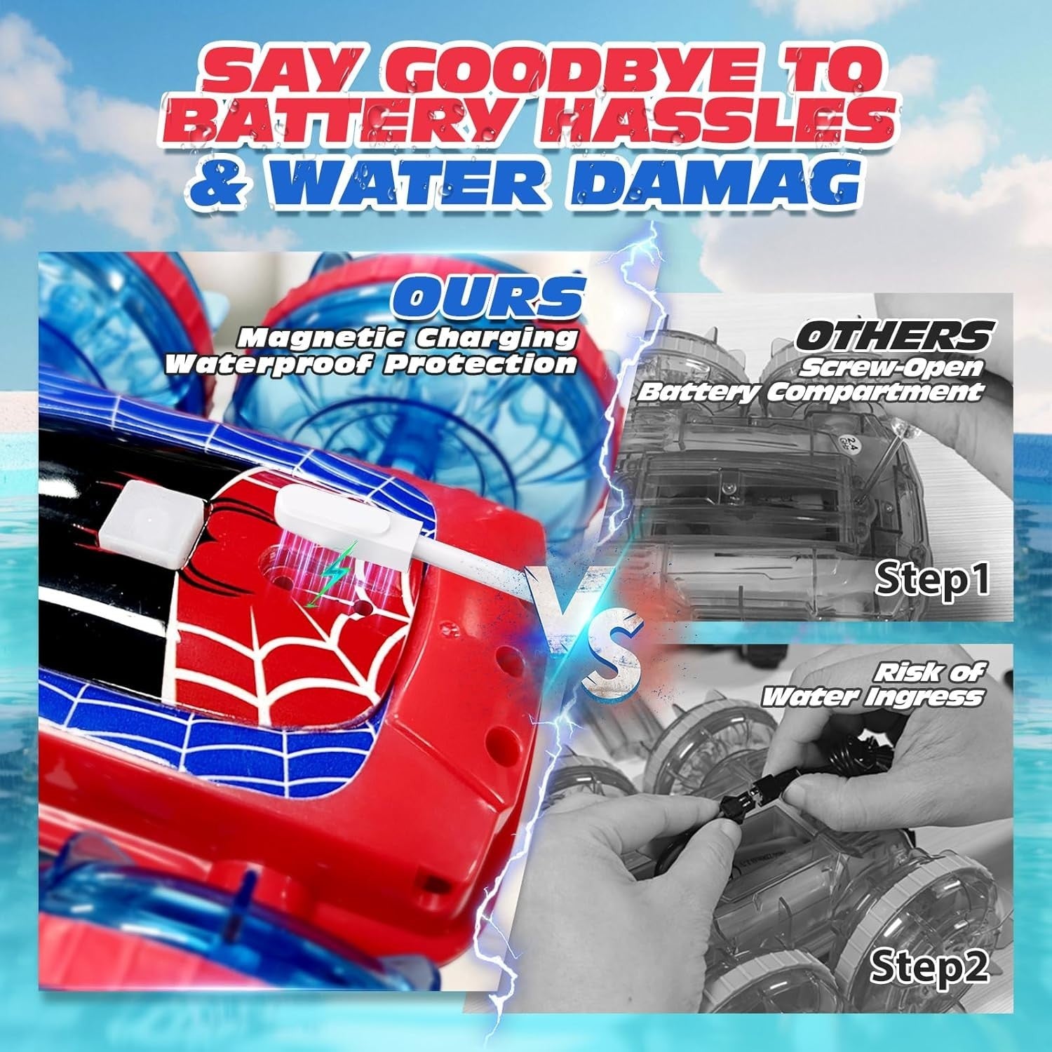 4WD Gesture RC Car Boat 60min Play Magnetic Charge Kids Gift