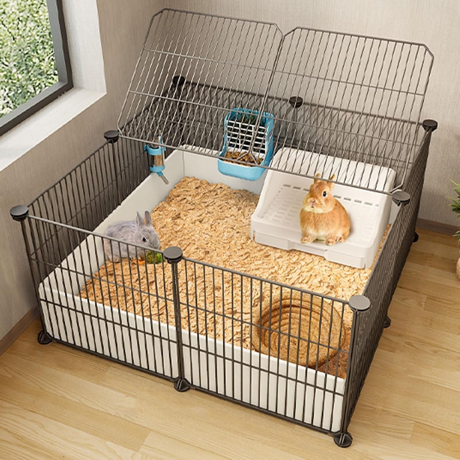 Metal Wire Rabbit Cage Indoor Small Animal Hutch Large Exercise Enclosure