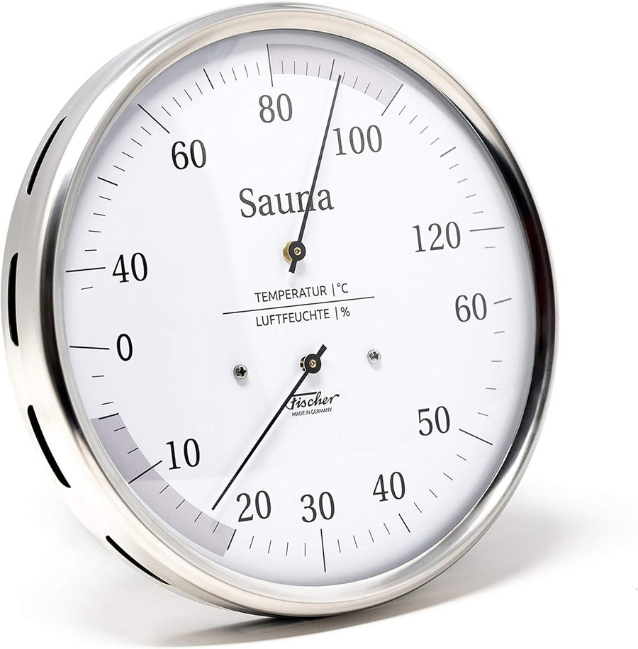 Stainless Steel Sauna Thermo-Hygrometer Humidity & Temperature Gauge Dial 13cm