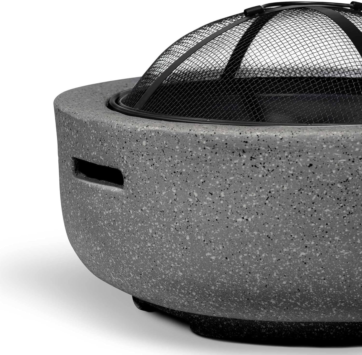 60cm Outdoor Fire Pit with BBQ Grill, Heat-Resistant MgO Stone Effect