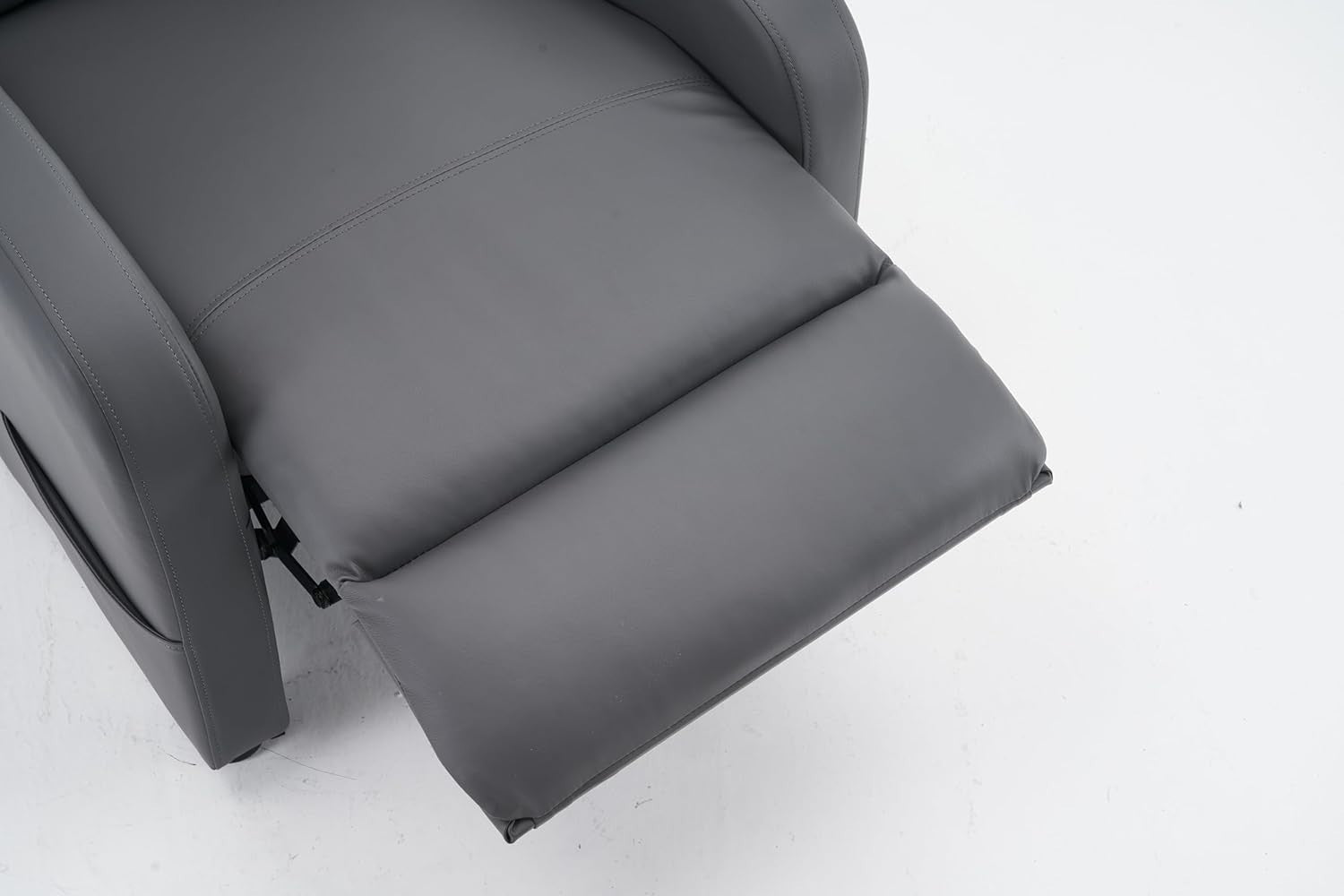 Recliner Armchair Grey PU Leather Lounge Chair Adjustable Back & Footrest
