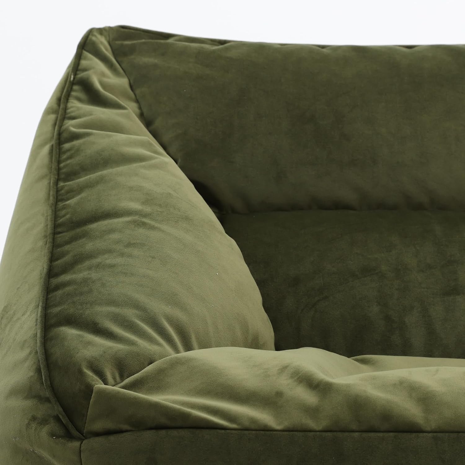 Olive Green Velvet Bean Bag Armchair Adult Lounge Chair Soft Seat Sofa