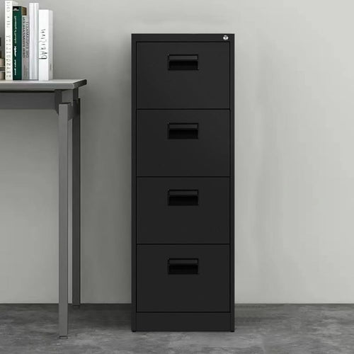 Black Metal Filing Cabinet 4 Drawer Lockable Heavy Duty Office Storage