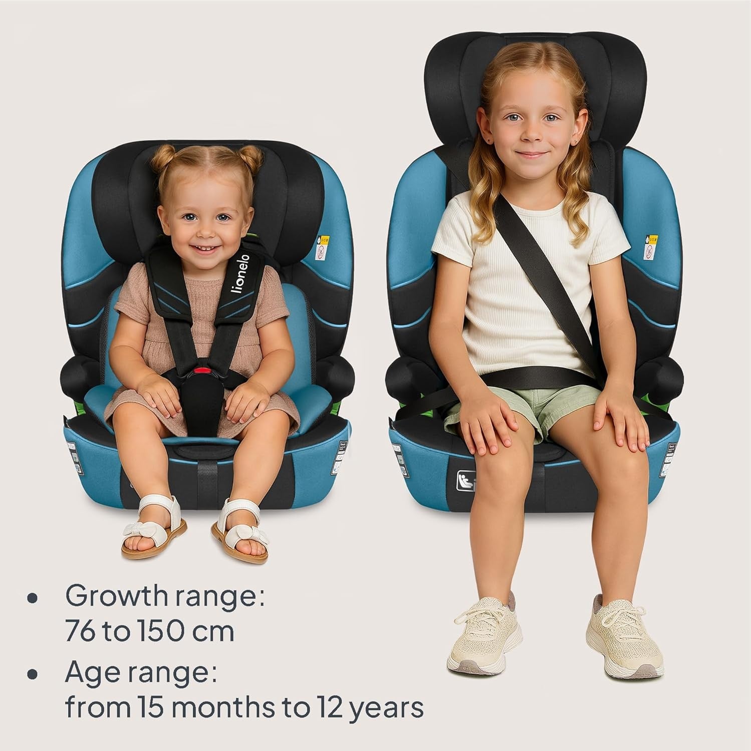 ISOFIX Child Car Seat 12 Months–12 Years Side Impact Adjustable Headrest
