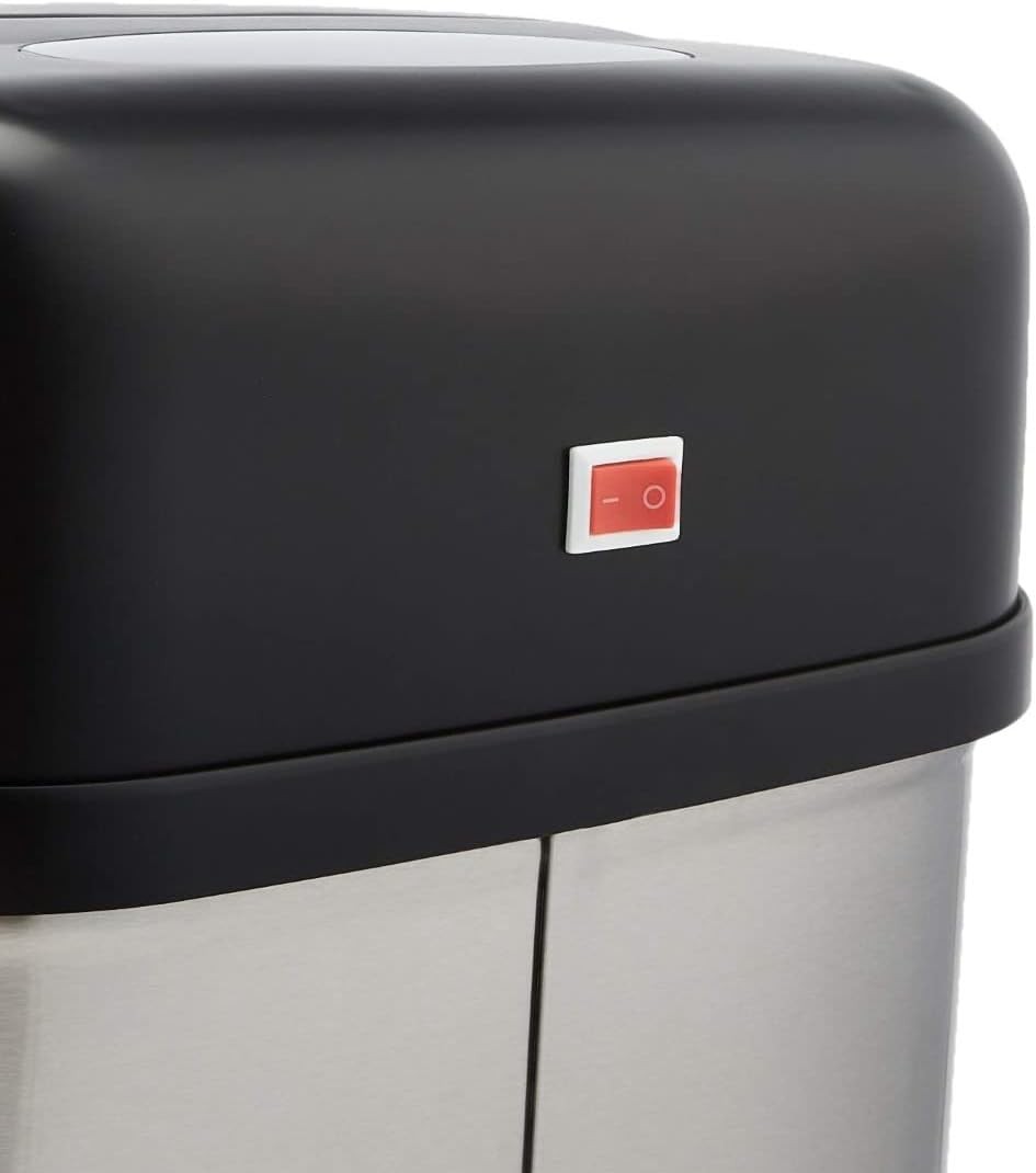 50L Slim Sensor Bin Black & Silver Stainless Steel