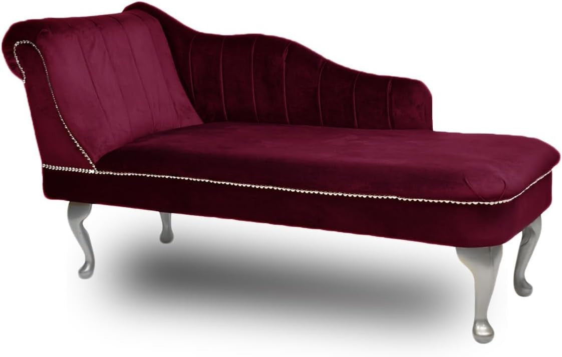 Velvet Chaise Lounge Left Hand Tufted Accent Sofa Chair Wine 133cm