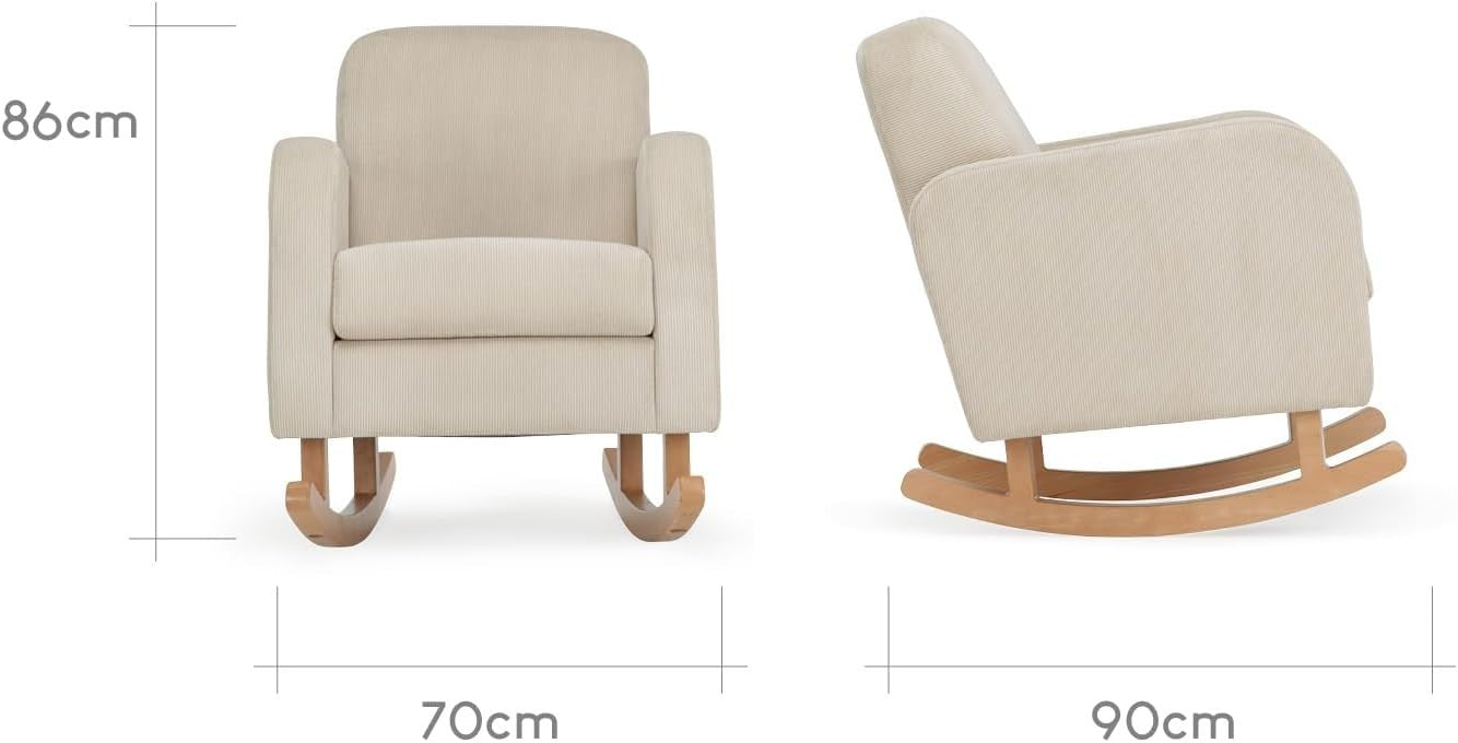 Nursing Rocking Chair Sand - Soft Foam Seat, Solid Back, Modern Nursery