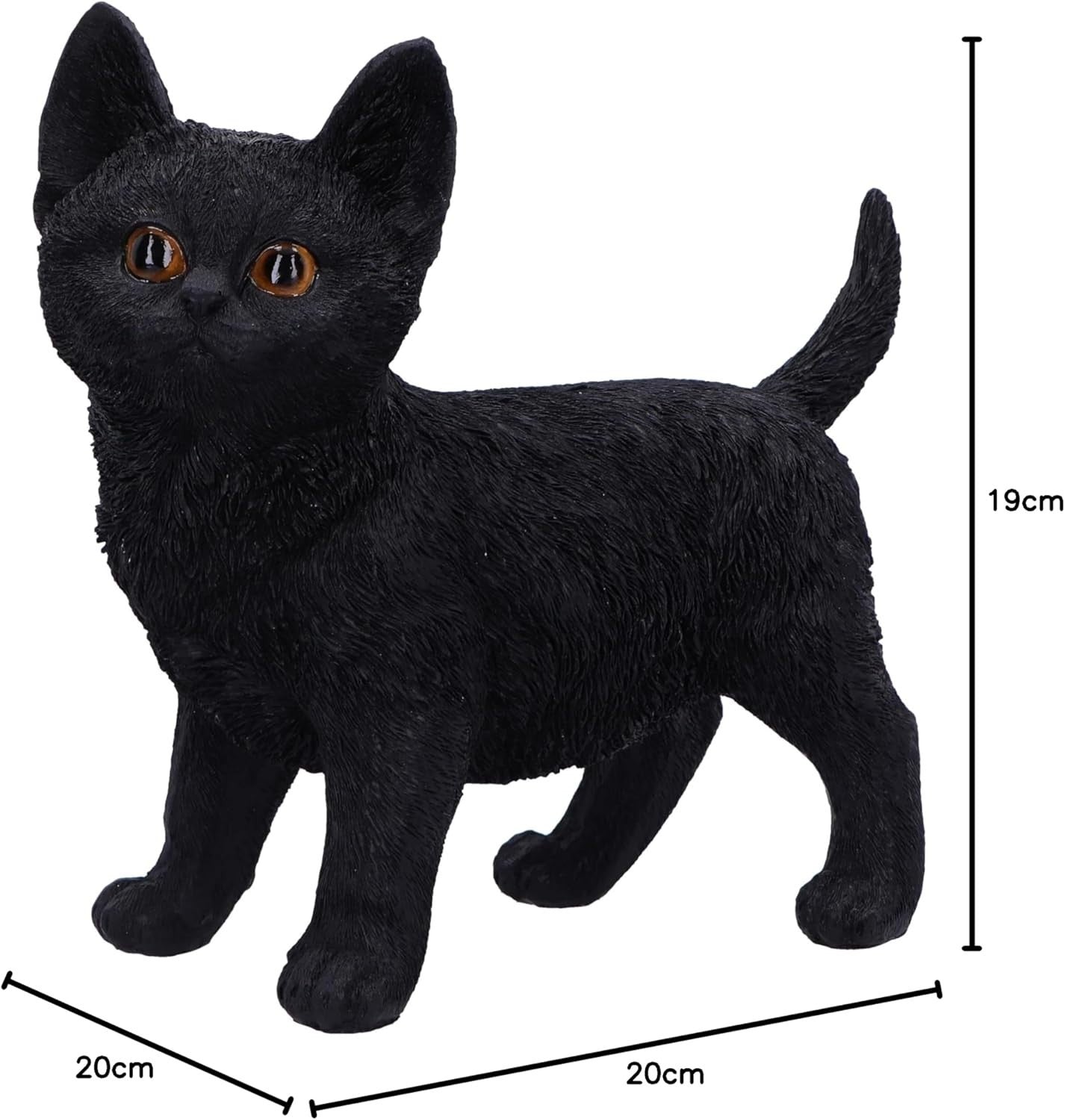 Black Cat Figurine 20cm • Resin Cat Ornament • Playful Kitten Home Decor Gift
