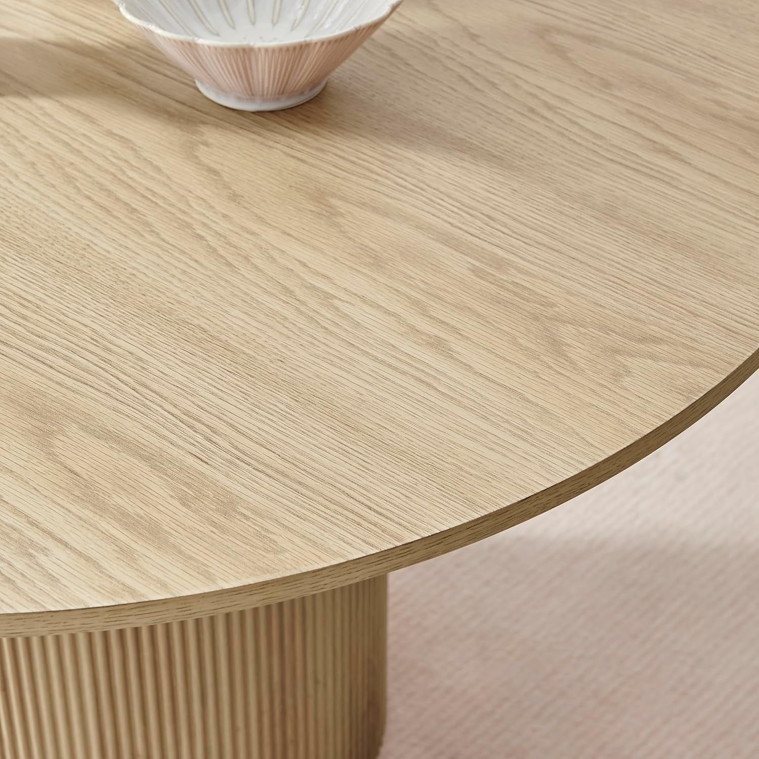 Oak Round Pedestal Dining Table 120cm 4-6 Seat Modern Scandi Japandi