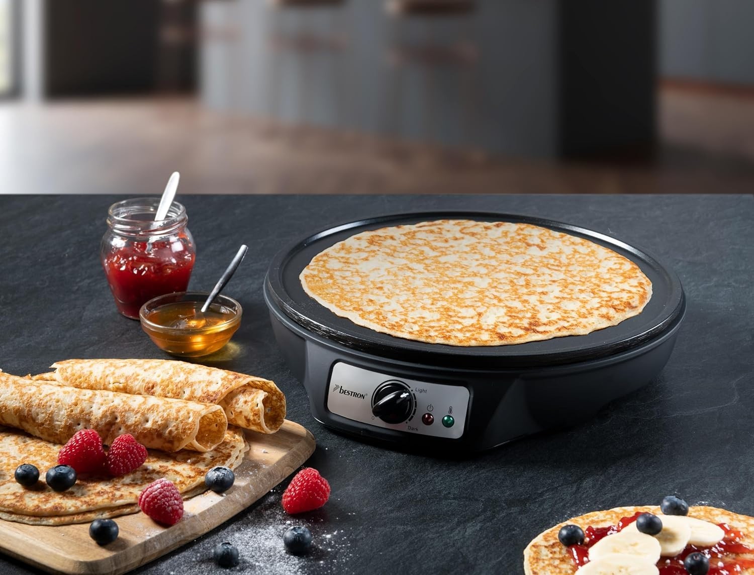 12" Electric Crepe Pancake Maker 1000W Non-Stick Hot Plate Adjustable Temp