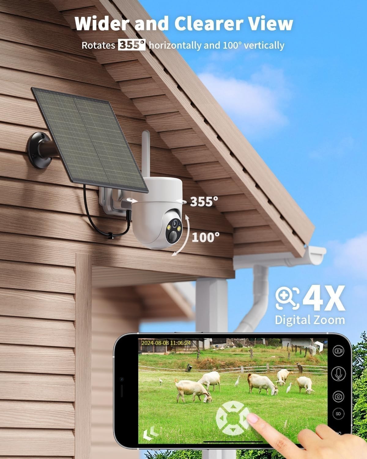 4G LTE Solar Security Camera 2K PTZ SIM Card CCTV No WiFi
