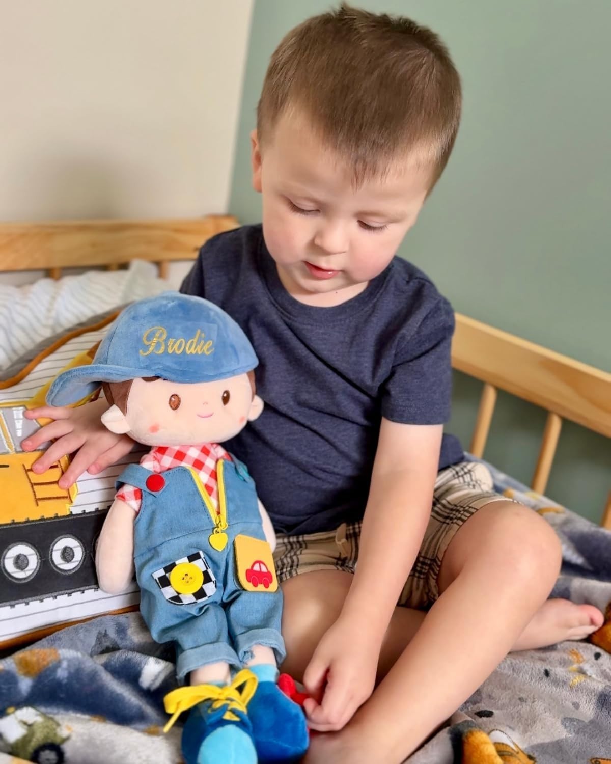 Montessori Busy Plush Doll 16in Button Learning Sensory Toy Toddler