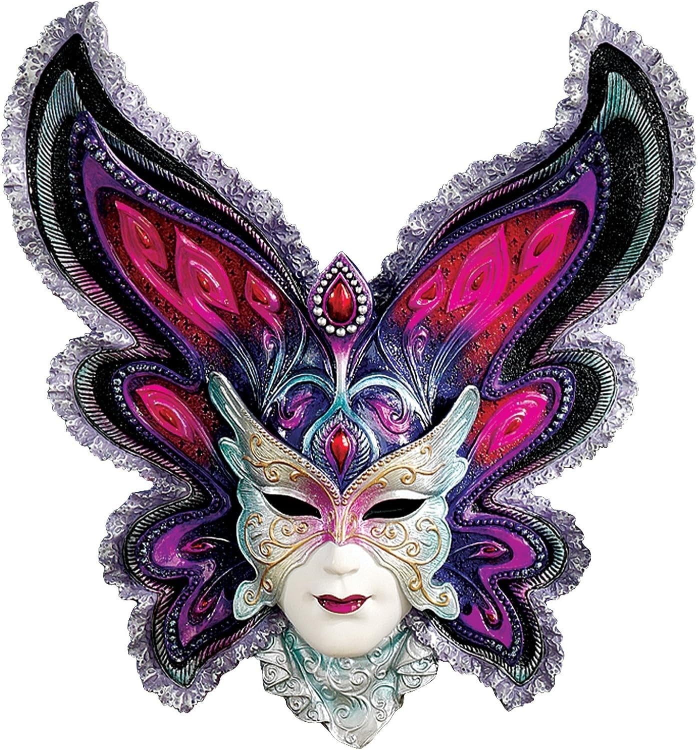 Butterfly Maiden Wall Mask Sculpture Resin 29cm Mardi Gras Decor