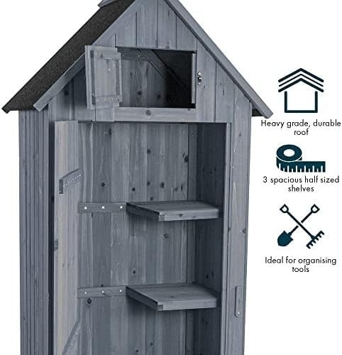 Wooden Garden Tool Cabinet Shed with Shelves & Lockable Storage