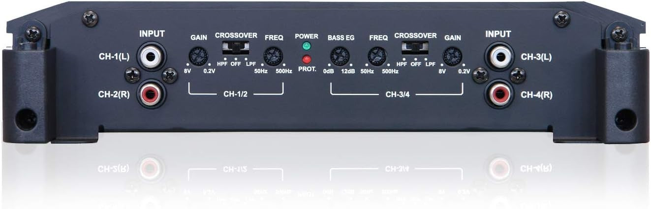 4-Channel Car Amplifier Class A/B Mosfet Thermal DC-DC PWM 28x24x5.2cm