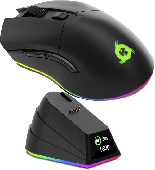 Wireless Gaming Mouse RGB Charging Dock LCD 6000 DPI Rechargeable Pro