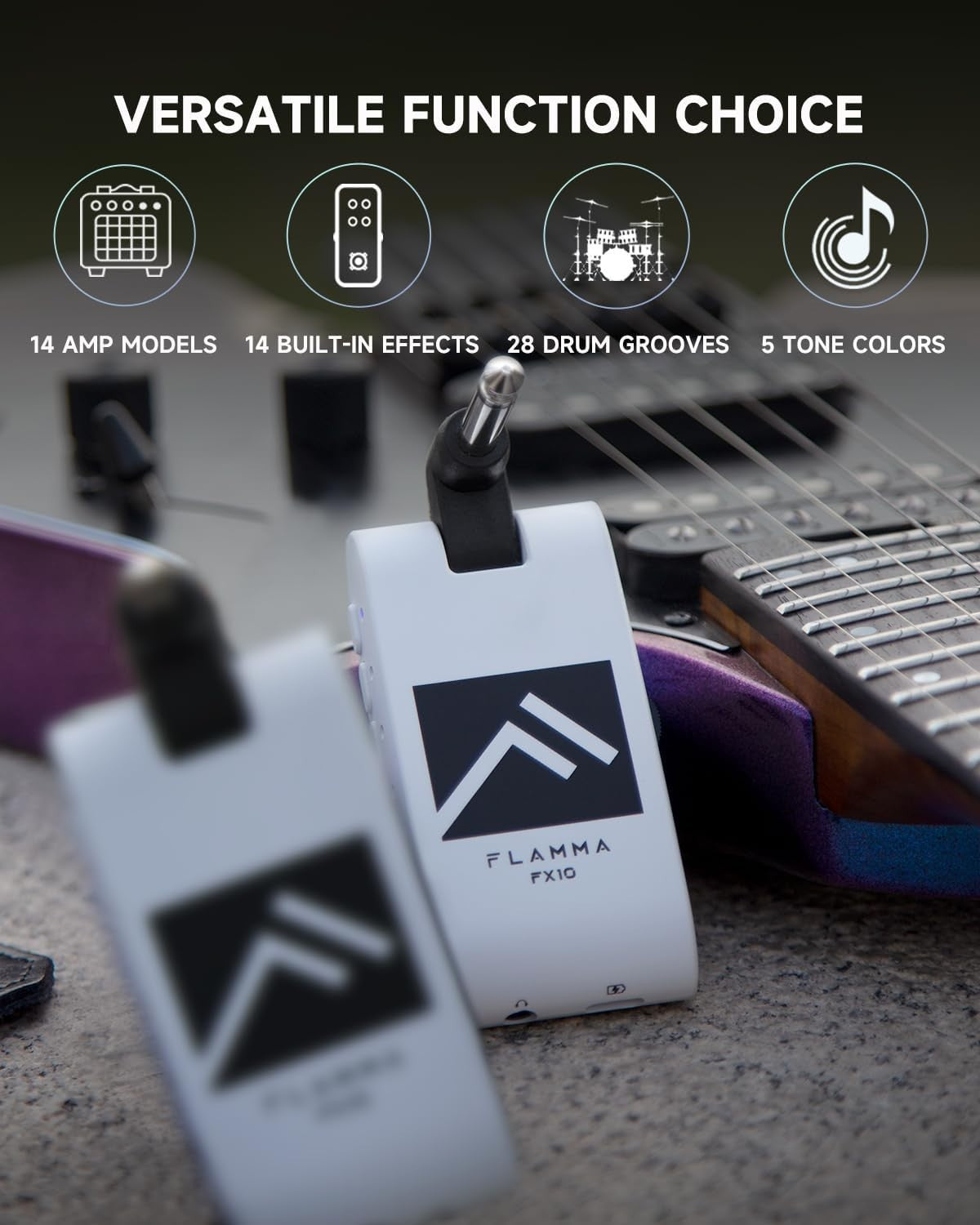 Portable Guitar Headphone Amp 14 Effects 28 Drums USB Bluetooth