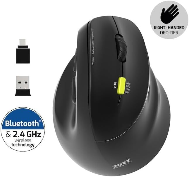 Ergonomic Wireless Bluetooth Mouse Adjustable DPI Silent Rechargeable