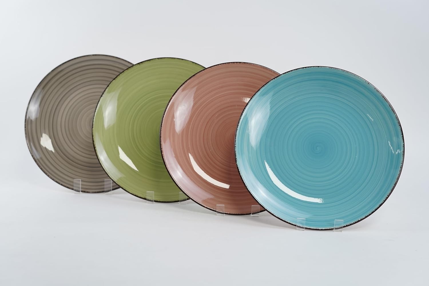 24 Piece Stoneware Dinnerware Set Plates Bowls Assorted Colours Dishwasher Safe