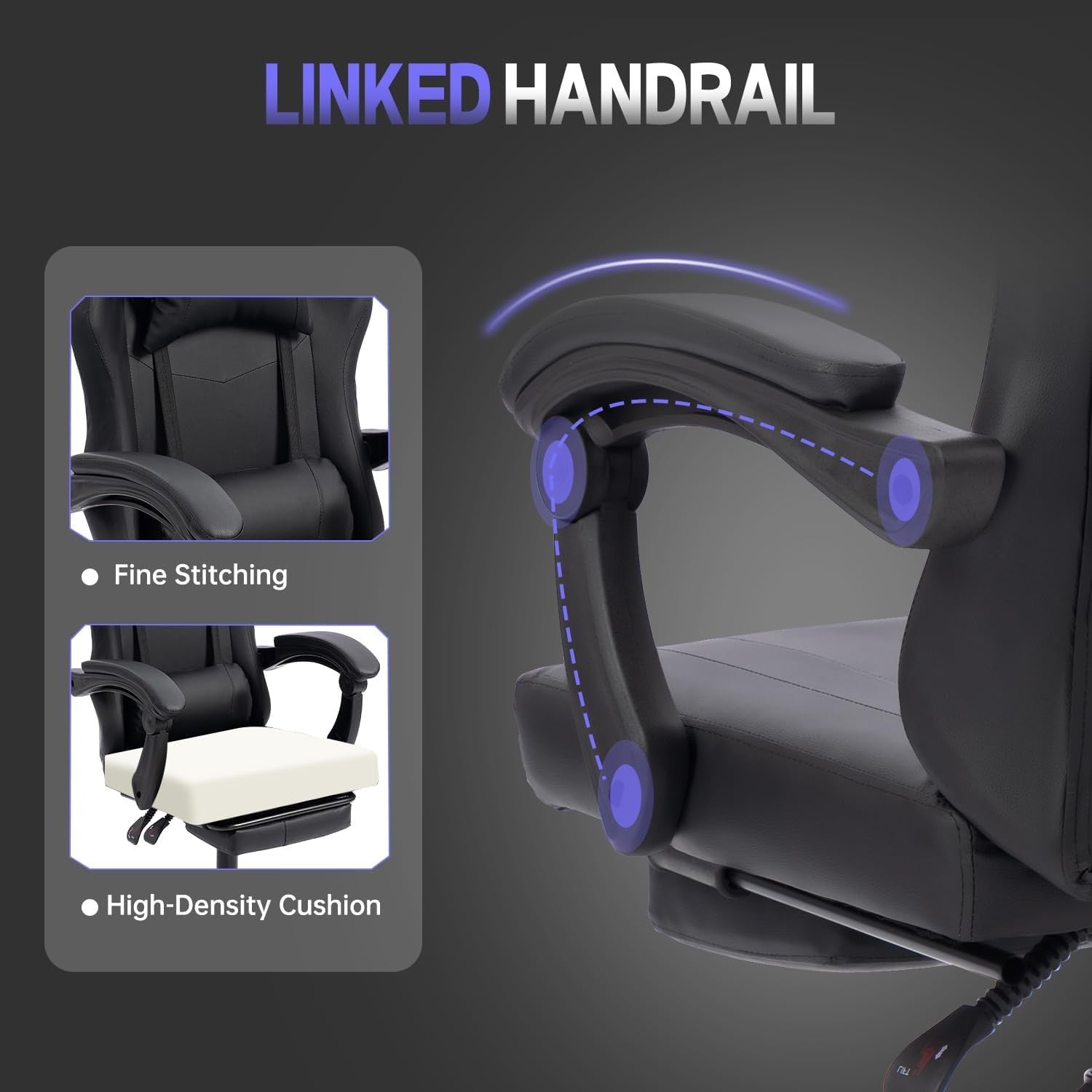 Gaming Chair Recliner with Footrest 360° Swivel Lumbar Support