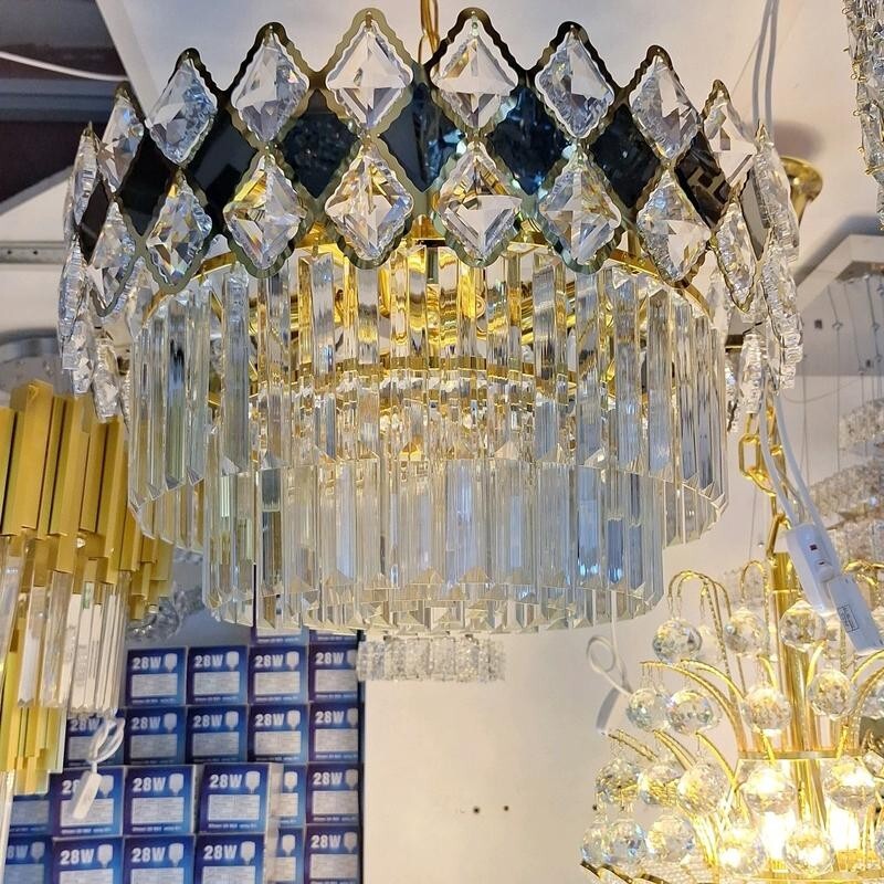 Luxury 50cm Crystal Chandelier Ceiling Light Gold Frame Modern LED E14 Bulbs