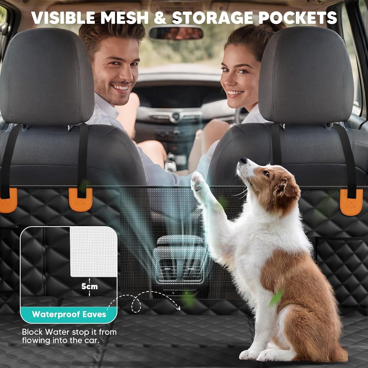 Hard Bottom Dog Car Hammock Back Seat Extender Waterproof 400lb Load