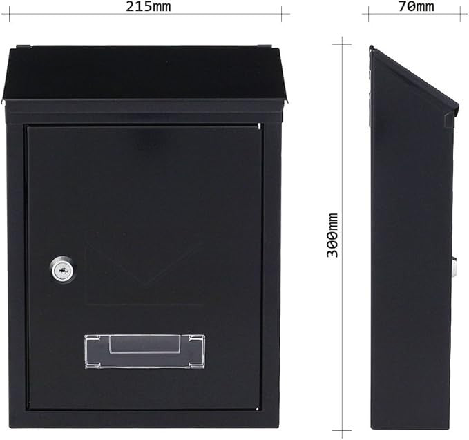 Secure Steel Wall Mailbox Lockable Double Entry Anthracite Post Box with Keys
