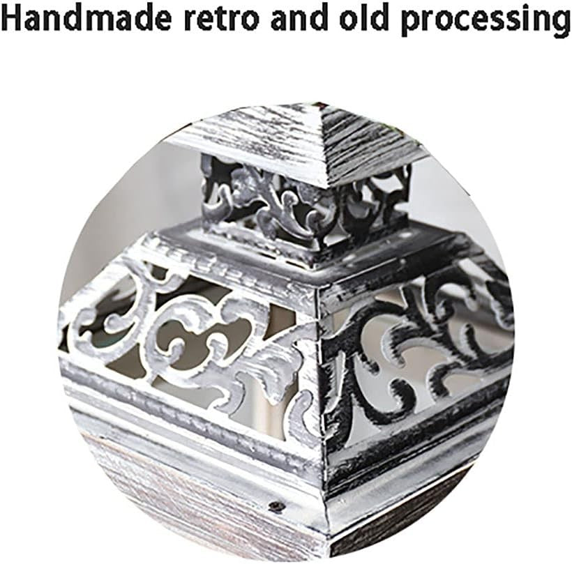 Handmade Retro Decorative Lantern Metal Candle Holder for Garden Porch Table