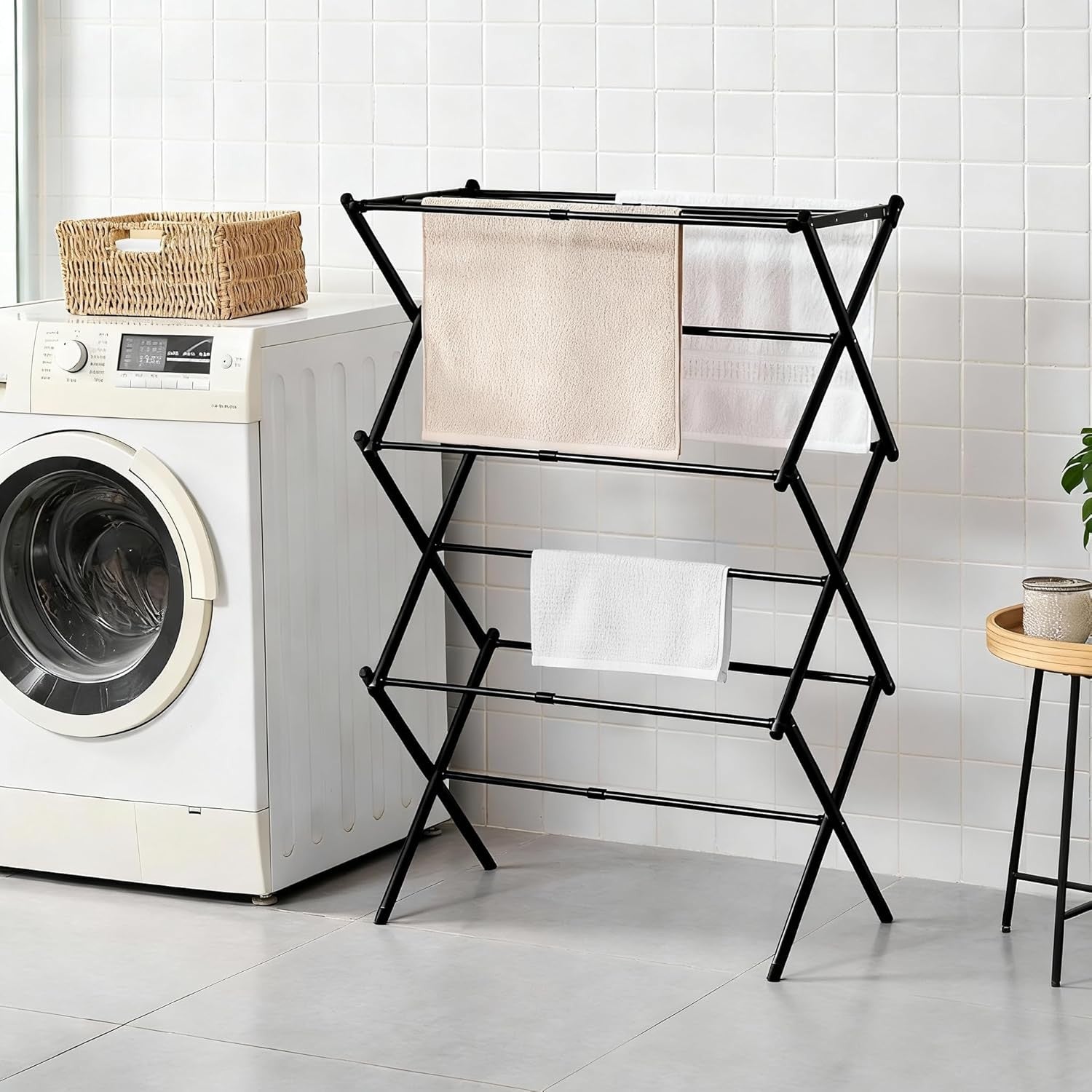 3 Tier Clothes Airer Foldable Drying Rack Space Saving Laundry Clothes Horse