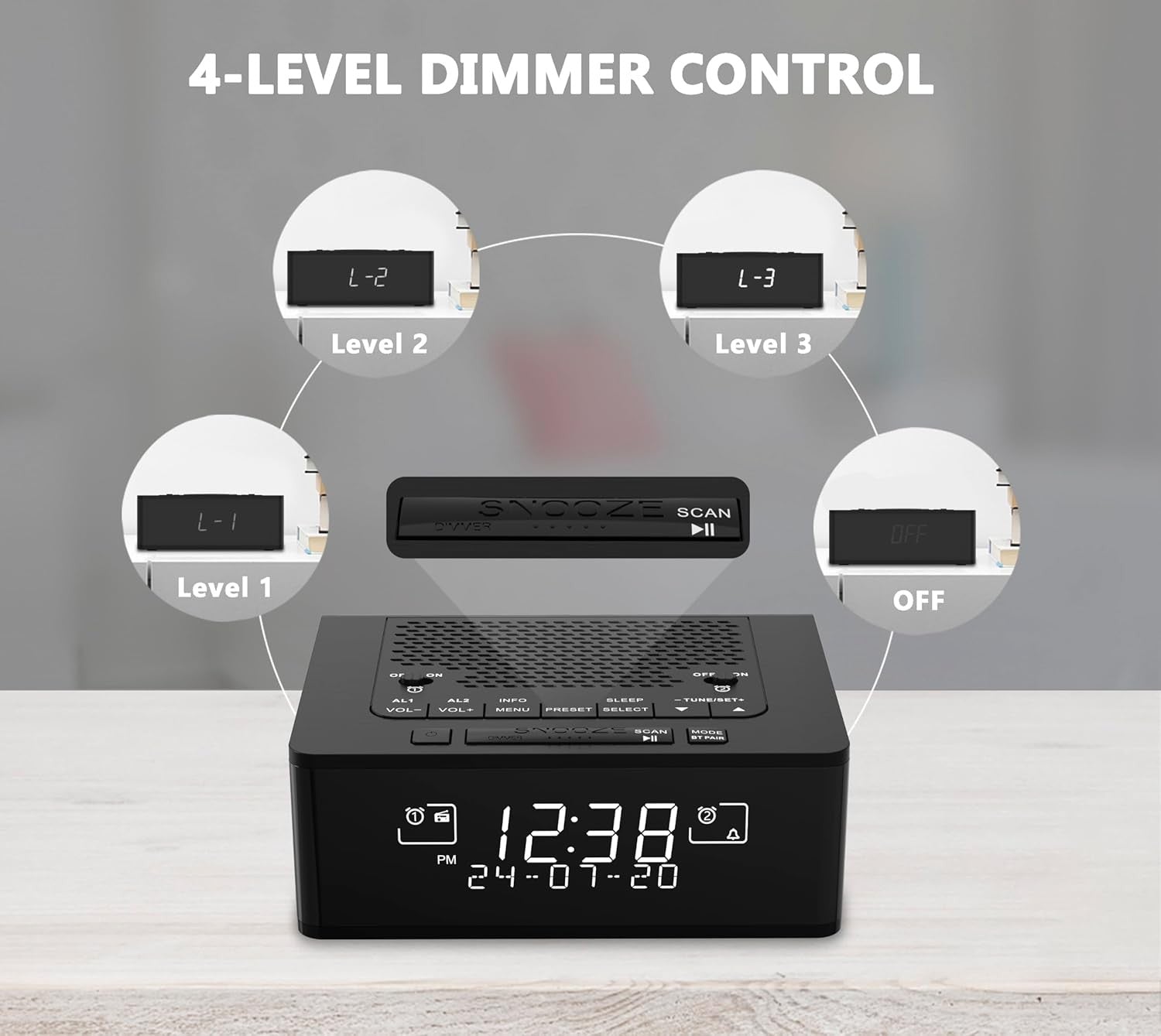 DAB DAB+ FM Radio Alarm Clock Bluetooth Dual Alarm Snooze LCD Display
