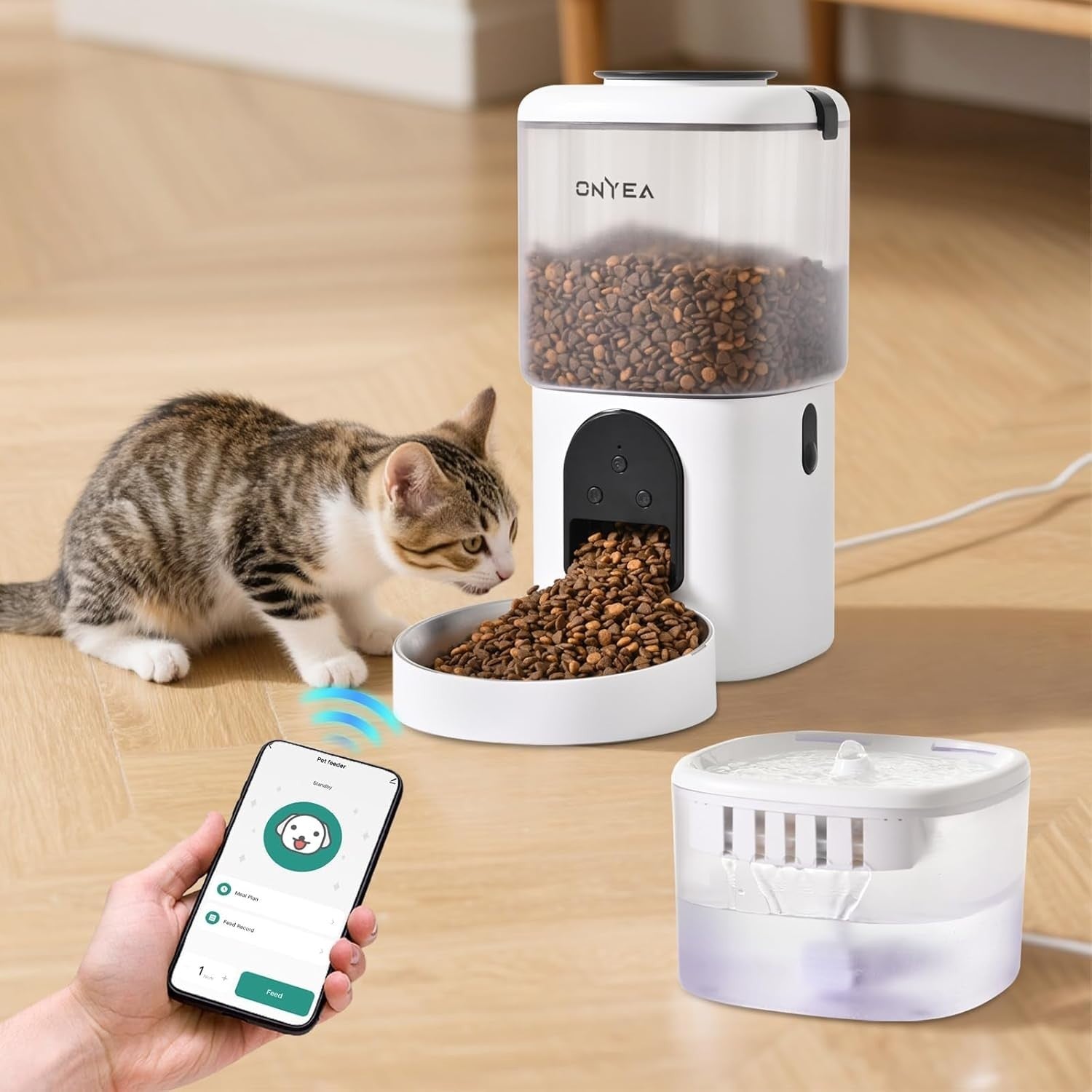 WiFi Automatic Cat Feeder Water Fountain 4.5L Food 2.5L Smart App Pet