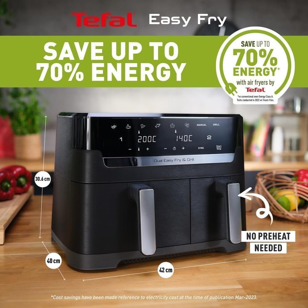 Dual Zone Digital Air Fryer 2 Drawer 8.3L 8-in-1 Extra Crisp Dishwasher Safe