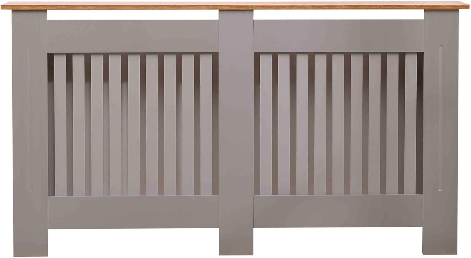 Large Grey Radiator Cover | Slatted MDF Cabinet