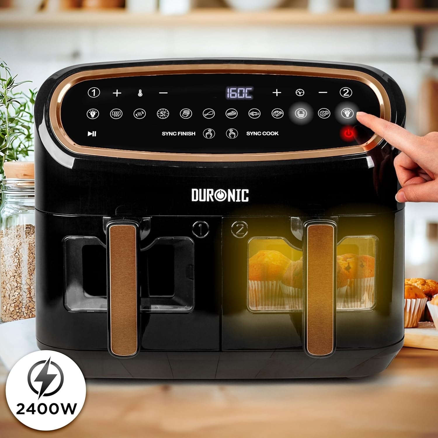 Dual Zone Digital Air Fryer 10L XL Twin Drawer | Viewing Windows 10-in-1 Presets