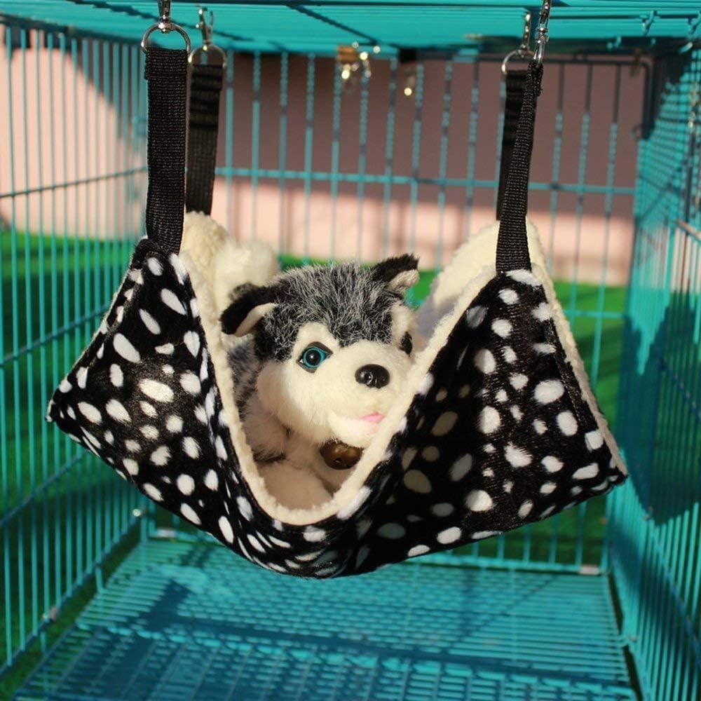 Hanging Pet Hammock for Cats, Ferrets, Rabbits | Soft Fleece Bed Cage Mat