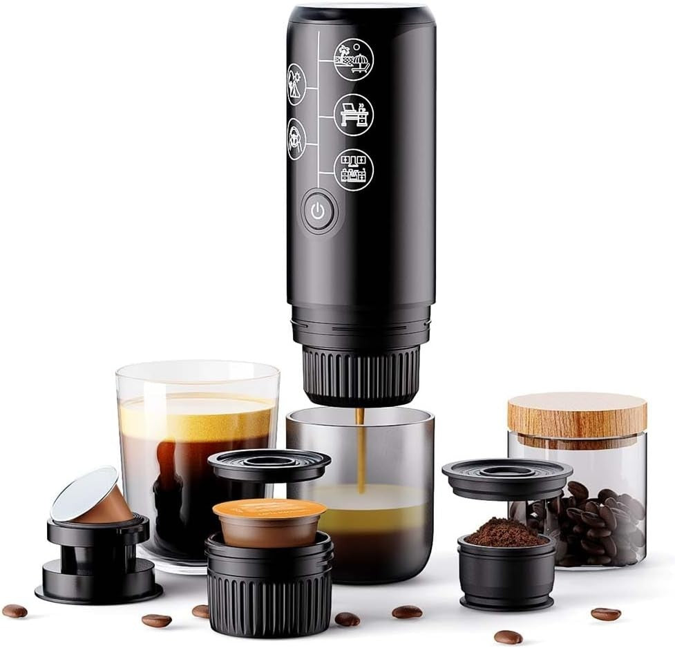 Portable 3-in-1 Espresso Maker 17Bar Travel Coffee Machine USB-C