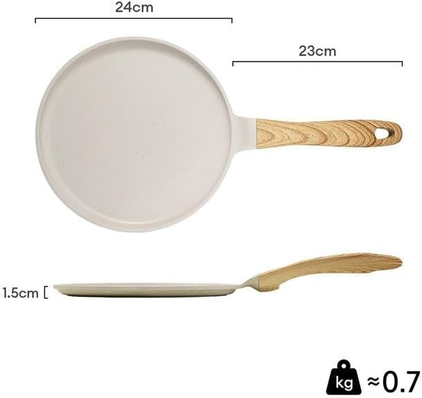 Non-Stick 24cm Pancake Pan | Granite Crepe Skillet Induction Safe Beige