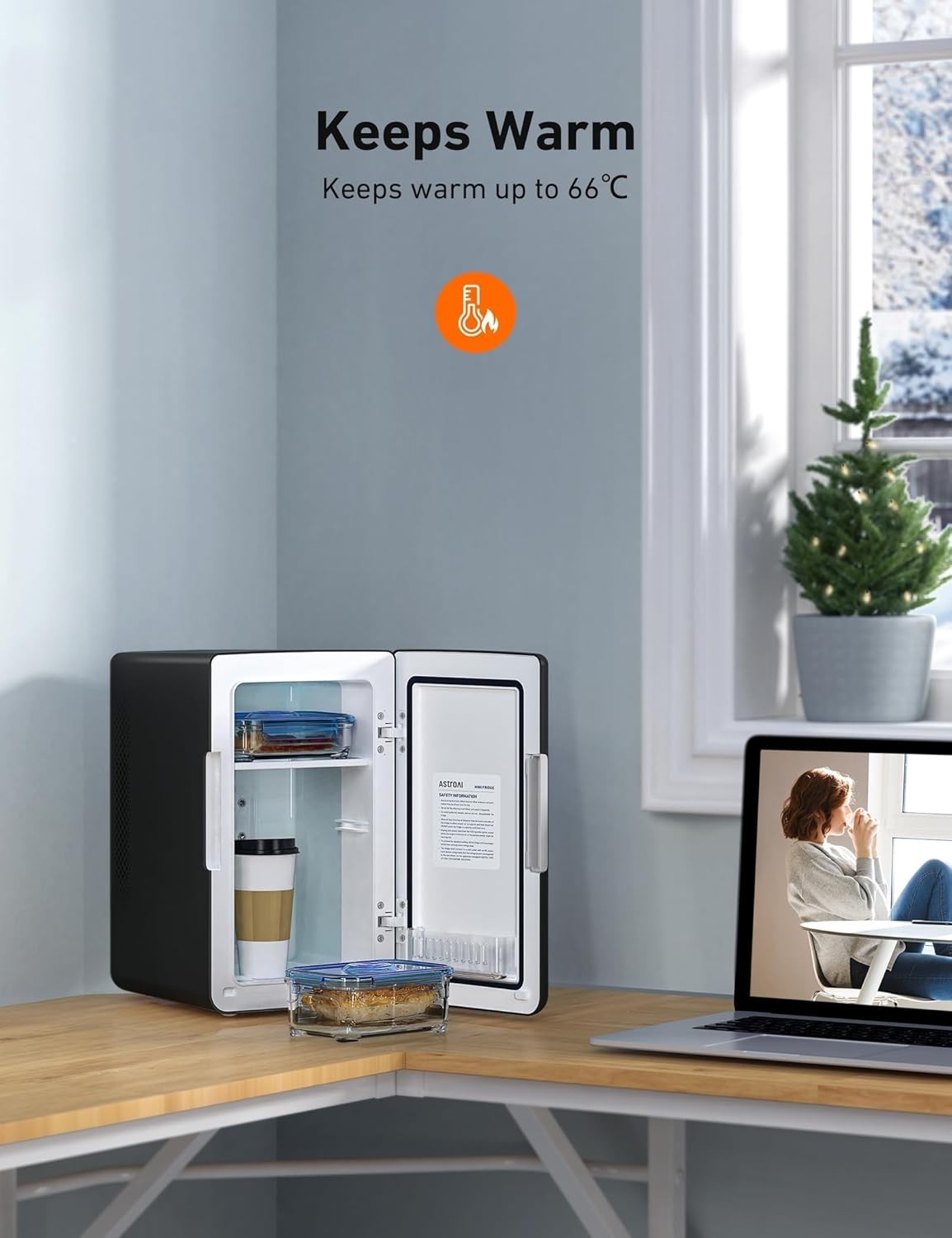 Compact 6L Mini Fridge Cooler & Warmer AC/DC Small Portable Countertop