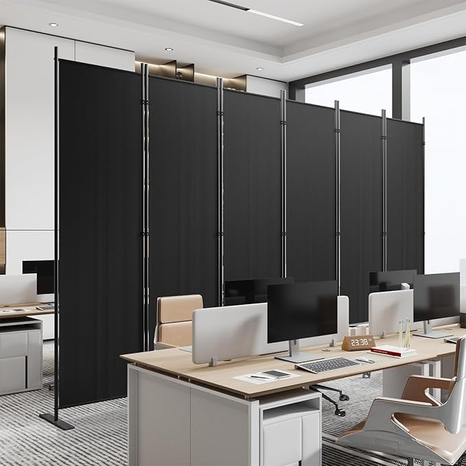 6-Panel 6FT Folding Room Divider Black Privacy Screen Partition Wall Office