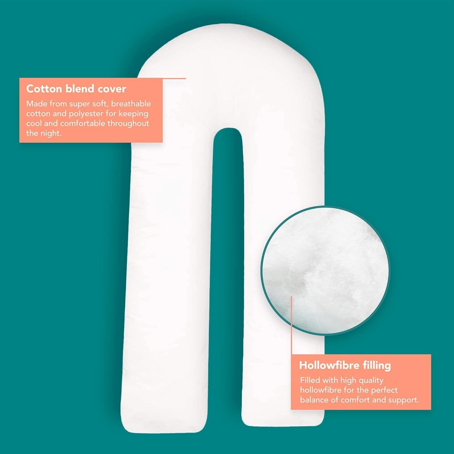 U Shaped Pregnancy Pillow Full Body Maternity Support Washable 150x35cm