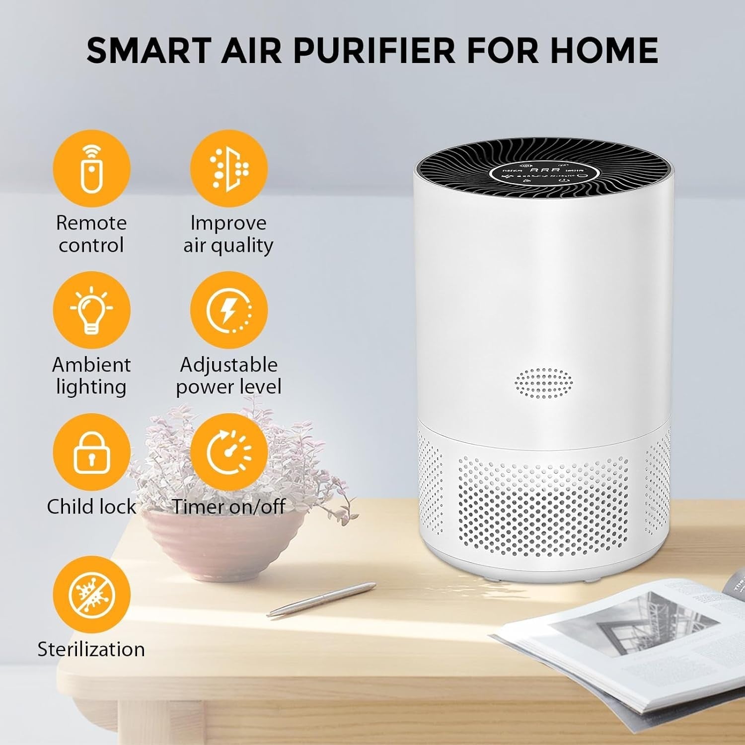 Smart HEPA Air Purifier WiFi PM2.5 H13 Filter Quiet Home Bedroom
