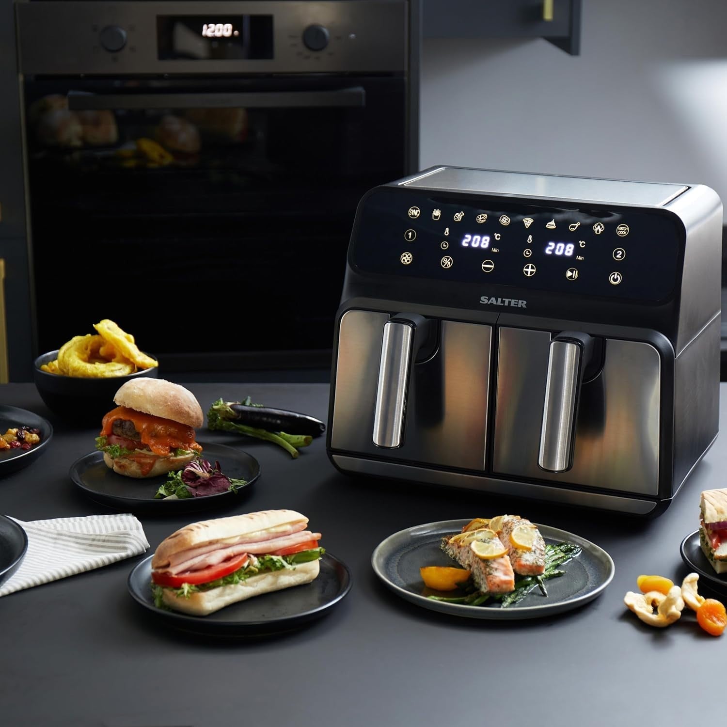 Dual Air Fryer 7.6L | Sync & Match, 10 Functions, LED Touch, Low-Oil, 1700W