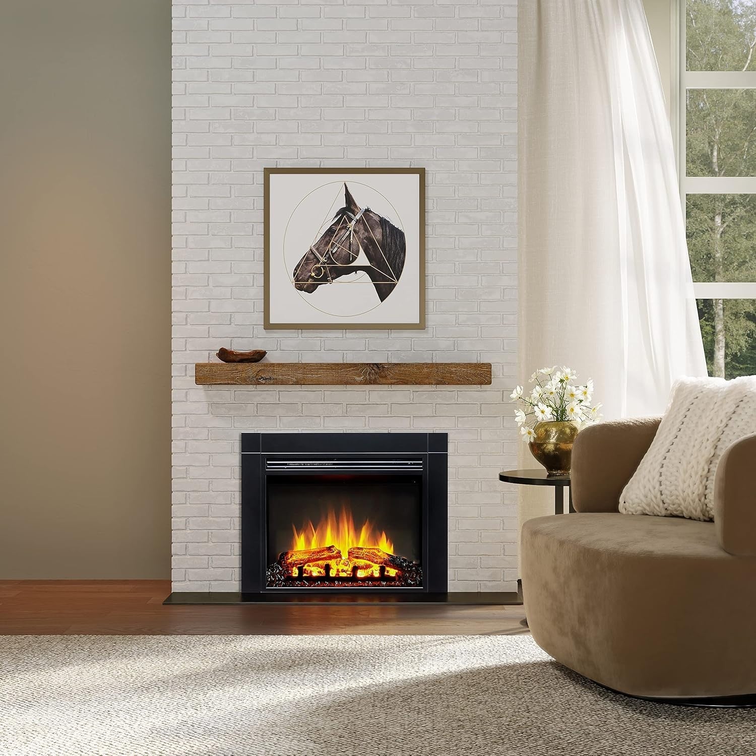 Built-In Electric Fireplace Insert 72cm LED Flame Heater Remote Control