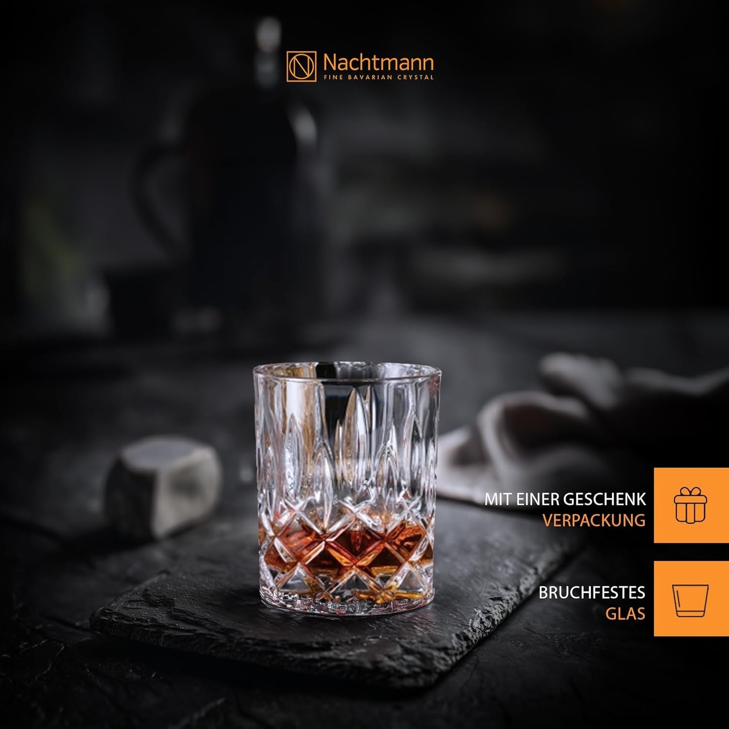 Crystal Whiskey Decanter Set with 2 Glasses | Premium Cut Glass Gift Box